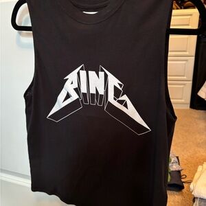 Anine Bing Black Tank Top with White Graphic